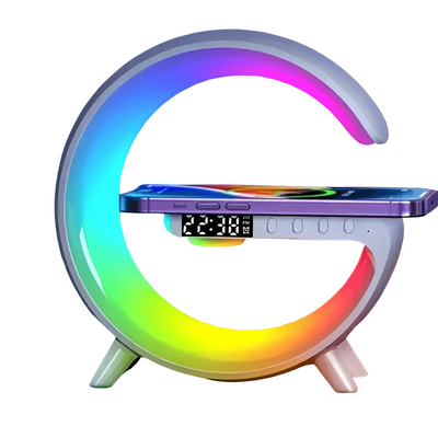 Wireless Speaker with Fast Charging, RGB Lights, Smart Alarm Clock & Table Lamp