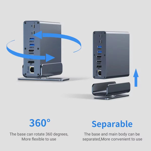15 in 1 Hub Type-C Dock for MacBook Pro - 4K HDMI, USB, RJ45, SD, TF, Audio Adapter - clip memories