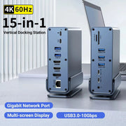 15 in 1 Hub Type-C Dock for MacBook Pro - 4K HDMI, USB, RJ45, SD, TF, Audio Adapter - clip memories