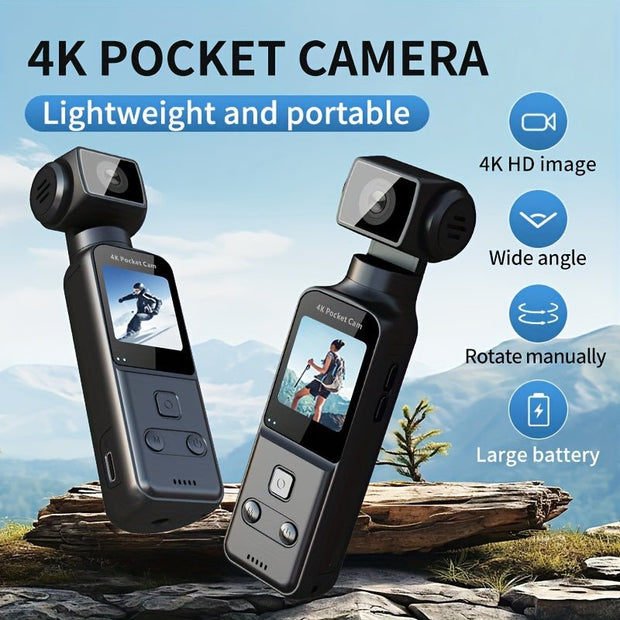 Portable 4K Pocket Camera with Wide Angle Lens for High-Quality Shots Anywhere - CLIP GADGETS