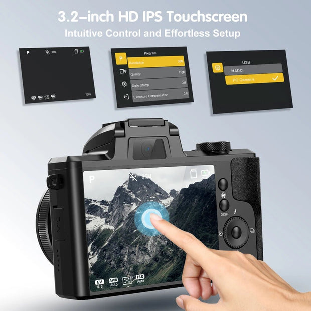 64MP Vlogging Camera with Selfie Lens, 5X Zoom & 64GB SD Card - CLIP GADGETS