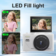 Vintage Vlog Camera 64MP 4K Video Recorder WiFi 18X Zoom Flip Screen Cam - clip memories