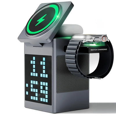 6in1 Magnetic Charger Stand with Speakers & Alarm Clock - CLIP GADGETS