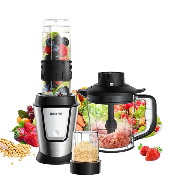 BioloMix 700W 3-in-1 Food Processor Juicer Blender - Mix, Juice, Chop!
