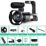 Portable 8K Digital Camera 48MP Handheld DV 18X Zoom Camcorder - clip memories
