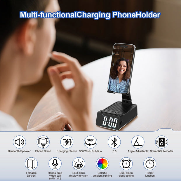 Wireless Speaker Cell Phone Stand - Birthday Gift, HD Sound, Anti-Slip Base - Gadget for Him/Her - CLIP GADGETS
