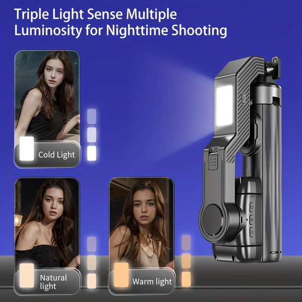 Desiontal Q31 1-Axis Gimbal Stabilizer with LED Light & Tripod - iPhone/Android/Samsung - CLIP GADGETS
