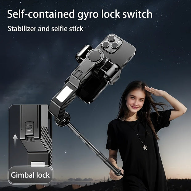 Desiontal Q31 1-Axis Gimbal Stabilizer with LED Light & Tripod - iPhone/Android/Samsung - CLIP GADGETS