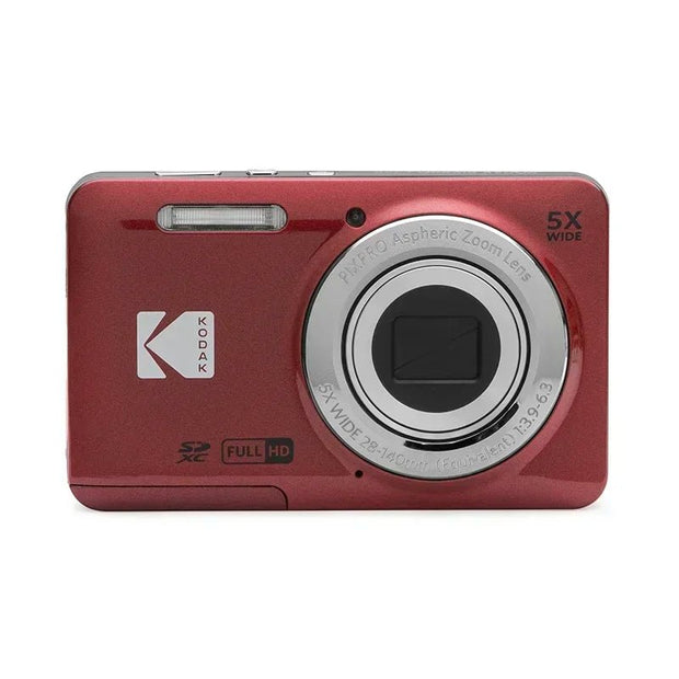 Kodak Pixpro FZ55 RD 16MP Digital Camera - 5X Optical Zoom - Full HD 1080P Video - 2.7" LCD - clip memories