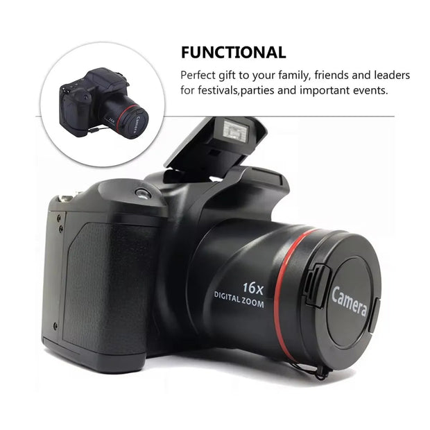 16X Zoom Digital Camera & Camcorder - Portable Photography Telephoto Kit for Students & Pros - clip memories