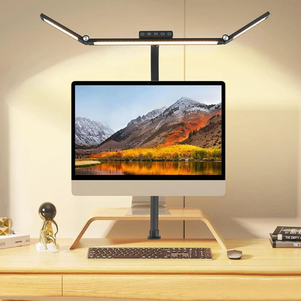 Double Head LED Desk Lamp with Stepless Dimming - clip memories