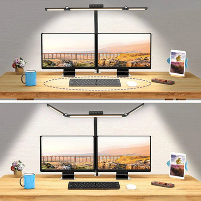 Double Head LED Desk Lamp with Stepless Dimming - clip memories