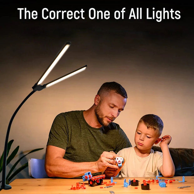 Double Head LED Desk Lamp with Stepless Dimming - clip memories