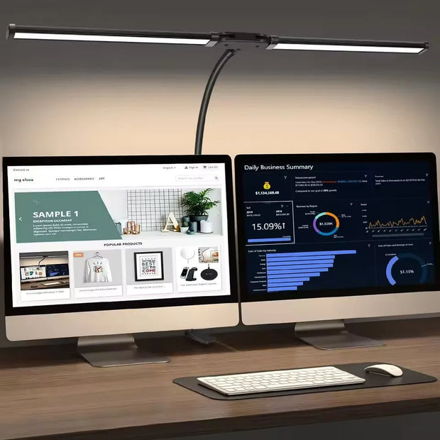 Double Head LED Desk Lamp with Stepless Dimming - clip memories