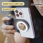 Magnetic LED Ring Light with Stabilizing Handle - Detachable Wireless Remote & 360° Rotation - CLIP GADGETS