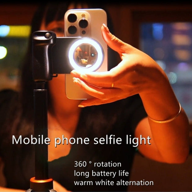 Magnetic LED Ring Light with Stabilizing Handle - Detachable Wireless Remote & 360° Rotation - CLIP GADGETS