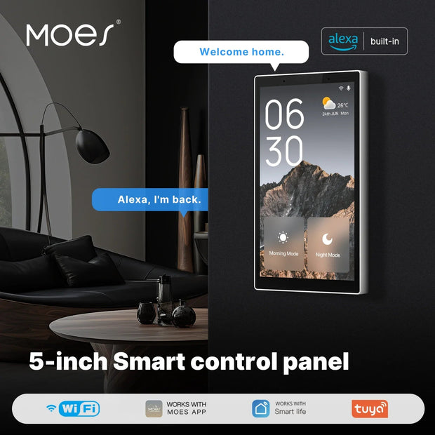 MOES Tuya Wifi 5" Touch Screen US Center Panel Voice/Alexa Control ZigBee Gateway - CLIP GADGETS