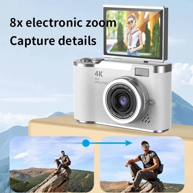 Compact Portable 48MP 4K Digital Camera with 8X Zoom - clip memories