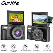 Vintage 4K Digital Camera for YouTube Vlogging - Ourlife AC600 - clip memories