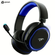 Wireless RGB Gaming Headset with Surround Sound & Noise-Canceling Mic - Black & Blue - CLIP GADGETS