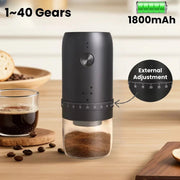 Rechargeable Portable Coffee Grinder with 40 Adjustable Gears - CLIP GADGETS