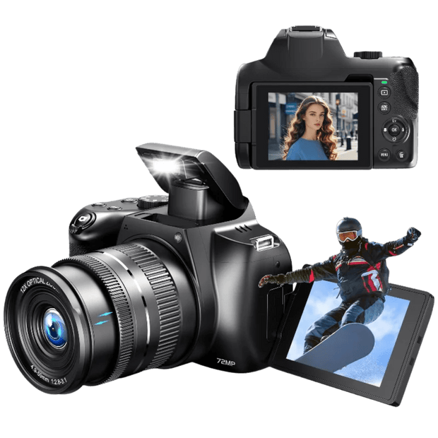 Professional 4K Digital Camera 72MP 12X Zoom WiFi Auto-Focus Flash for Tiktok Youtube - CLIP GADGETS