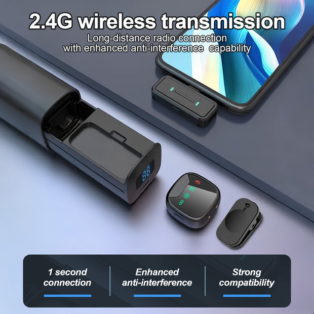 Professional Wireless Lavalier Mic with Noise Cancellation - Perfect for Live Streaming & Vlogging - CLIP GADGETS