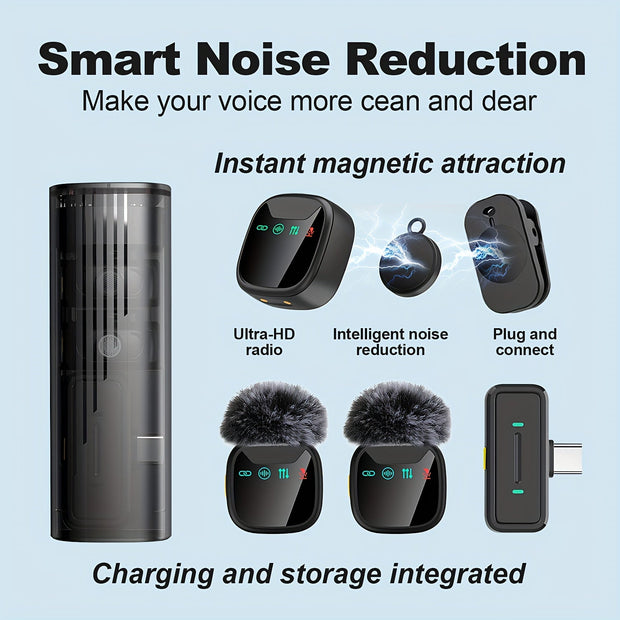 Professional Wireless Lavalier Mic with Noise Cancellation - Perfect for Live Streaming & Vlogging - CLIP GADGETS