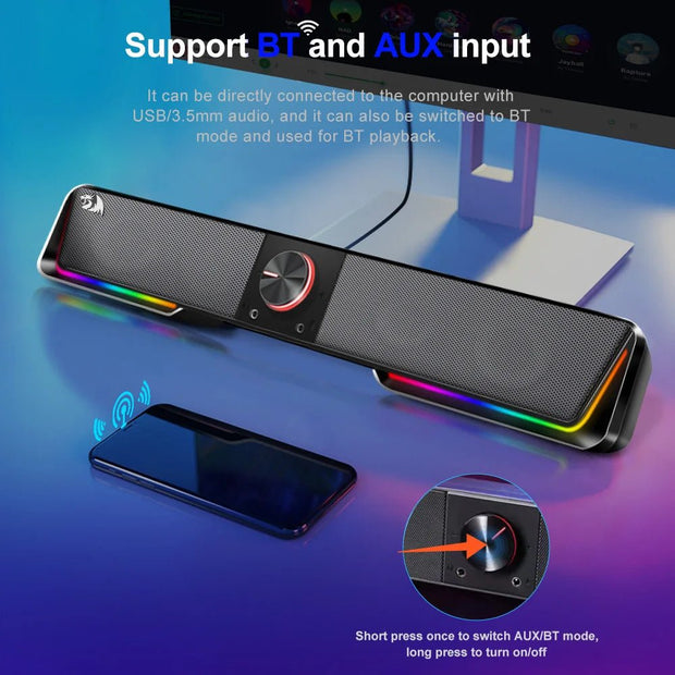 REDRAGON Darknets RGB Bluetooth Speaker Column for PC - CLIP GADGETS