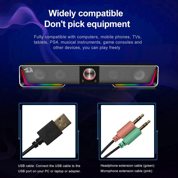 REDRAGON Darknets RGB Bluetooth Speaker Column for PC - CLIP GADGETS