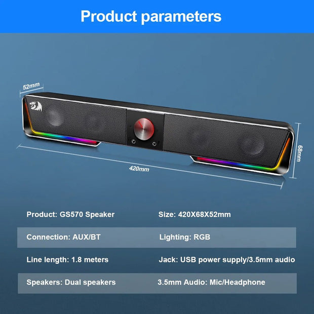 REDRAGON Darknets RGB Bluetooth Speaker Column for PC - CLIP GADGETS