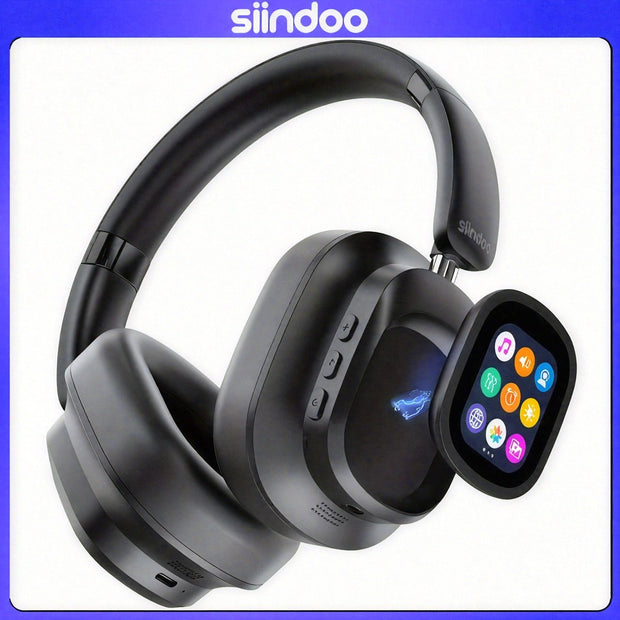 Siindoo Hybrid ANC Headphones: 66-Hour Playtime, Touchscreen, Mic, Bass Comfort, Wireless - CLIP GADGETS