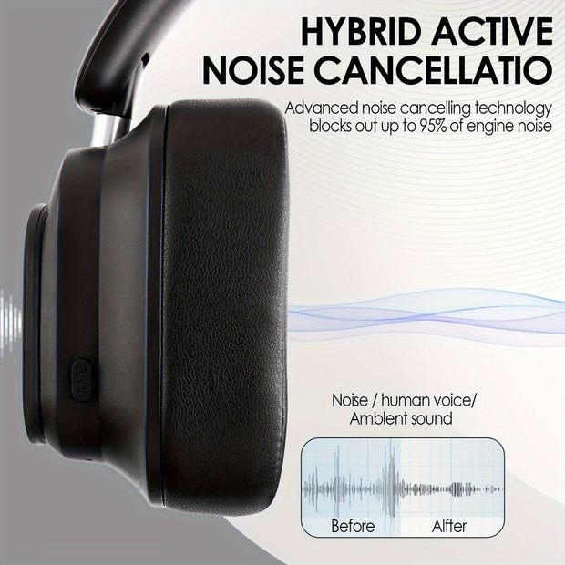 Siindoo Hybrid ANC Headphones: 66-Hour Playtime, Touchscreen, Mic, Bass Comfort, Wireless - CLIP GADGETS