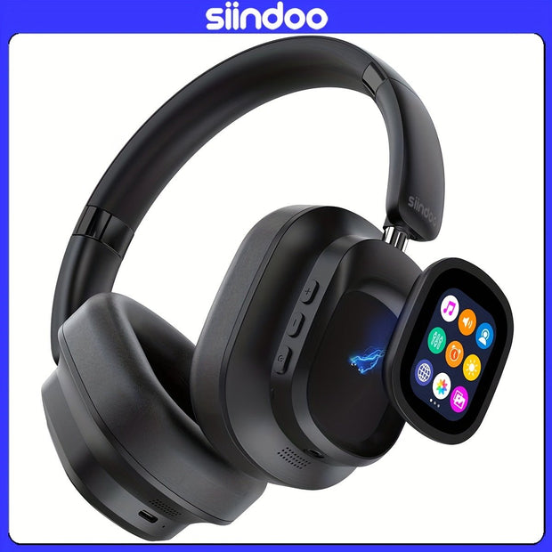 Siindoo Hybrid ANC Headphones: 66-Hour Playtime, Touchscreen, Mic, Bass Comfort, Wireless - CLIP GADGETS