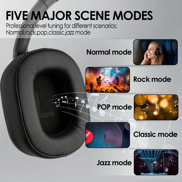 Siindoo Hybrid ANC Headphones: 66-Hour Playtime, Touchscreen, Mic, Bass Comfort, Wireless - CLIP GADGETS