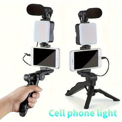 Mobile Vlogging Kit: LED Light, Shotgun Mic, Phone Holder - Perfect Holiday Gift! - CLIP GADGETS