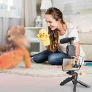 Mobile Vlogging Kit: LED Light, Shotgun Mic, Phone Holder - Perfect Holiday Gift! - CLIP GADGETS