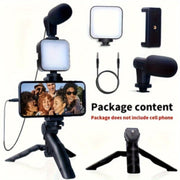 Mobile Vlogging Kit: LED Light, Shotgun Mic, Phone Holder - Perfect Holiday Gift! - CLIP GADGETS