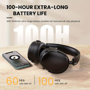 SuperEQ A200 Wireless ANC Over Ear Headphones - Hi-Res Audio, 6-Mic AI ENC, 100hr Playtime - CLIP GADGETS