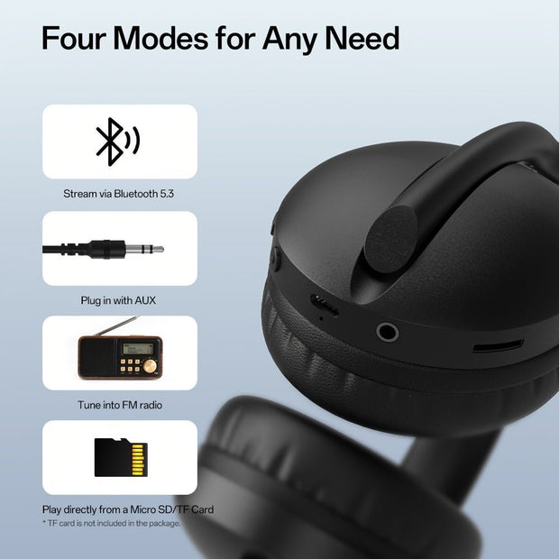 SuperEQ S6001 Wireless Headphones - 20H Playtime, FM Radio, 4-in-1 - Compatible with PC/Mbile - CLIP GADGETS