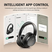 SuperEQ V16 Wireless Over Ear Headphones with Mic, Bass Mode, 90H Playtime - CLIP GADGETS