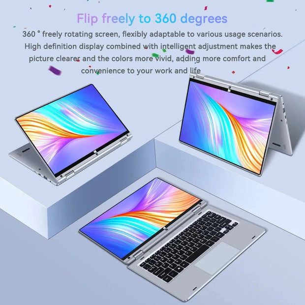 Windows 11 Touch Screen Laptop Office Study Notebook with Intel Celeron N4020 8GB 512GB SSD - clip memories