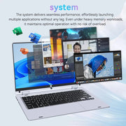 Windows 11 Touch Screen Laptop Office Study Notebook with Intel Celeron N4020 8GB 512GB SSD - clip memories