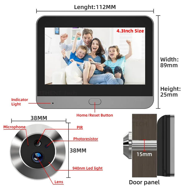 Smart Doorbell Camera with Wifi, Alexa Compatible - Tuya Smart 3MP Mini Peephole Eye Viewer - CLIP GADGETS