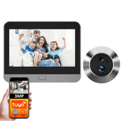Smart Doorbell Camera with Wifi, Alexa Compatible - Tuya Smart 3MP Mini Peephole Eye Viewer - CLIP GADGETS