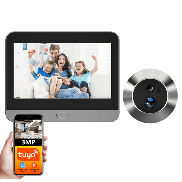 Smart Doorbell Camera with Wifi, Alexa Compatible - Tuya Smart 3MP Mini Peephole Eye Viewer - CLIP GADGETS