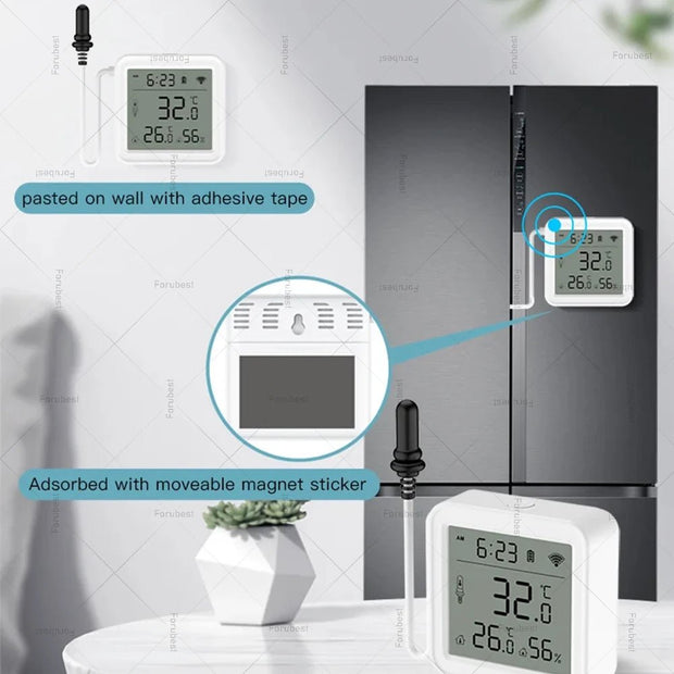 Tuya Smart Life WiFi Temp Humidity Sensor w/ Probe - Remote Monitor for Aquarium, Winery & Pool - CLIP GADGETS