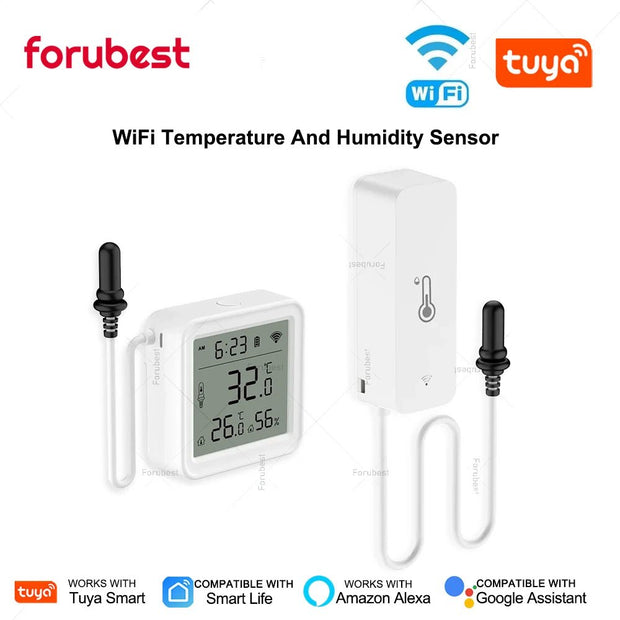 Tuya Smart Life WiFi Temp Humidity Sensor w/ Probe - Remote Monitor for Aquarium, Winery & Pool - CLIP GADGETS
