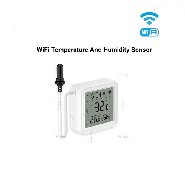 Tuya Smart Life WiFi Temp Humidity Sensor w/ Probe - Remote Monitor for Aquarium, Winery & Pool - CLIP GADGETS