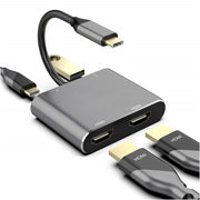 Type-C hub to dual HDMI PD USB3.0 hub for mobile phones, laptops, and multi port docking stations - clip memories